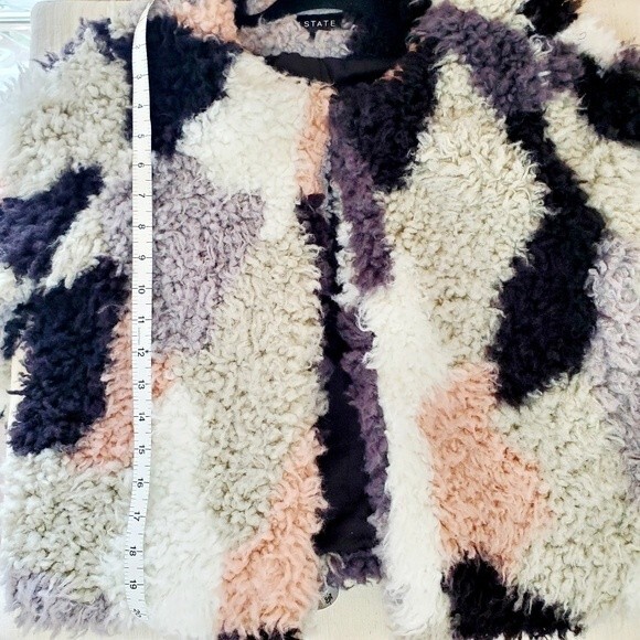 1.State Patchwork Cropped Jacket Womens Faux Fur Coat Cozy Fall Funky Jacket SZM - Picture 8 of 12